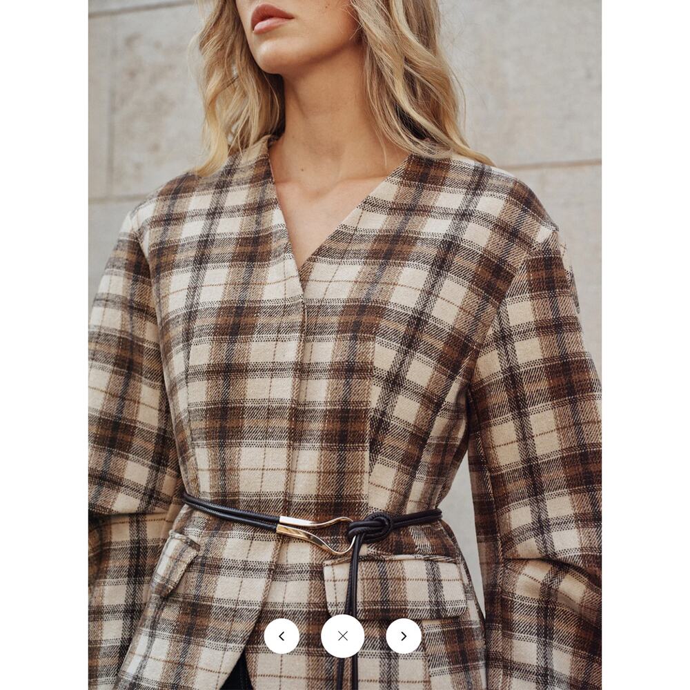 commense  Plaid Tweed Coat  Without  belt Sz L